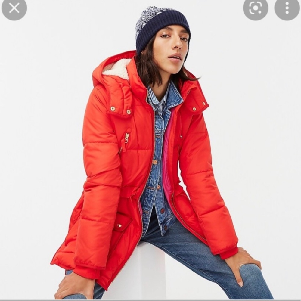 J. Crew Orange Puffer Coat
